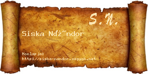 Siska Nándor névjegykártya