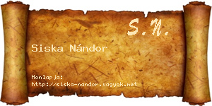 Siska Nándor névjegykártya